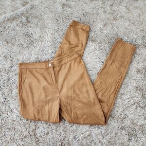 Love Riche Faux‎ Suede Fitted Pants Tan Colored Size Medium